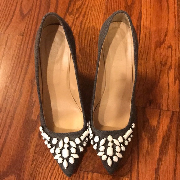 J.Crew Collection Flannel Heels with Stone Embellishment - Picture 3 of 9